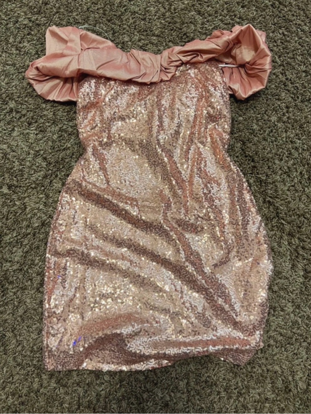 Symphony Rose Gold Sequin One-Shoulder Party Dress